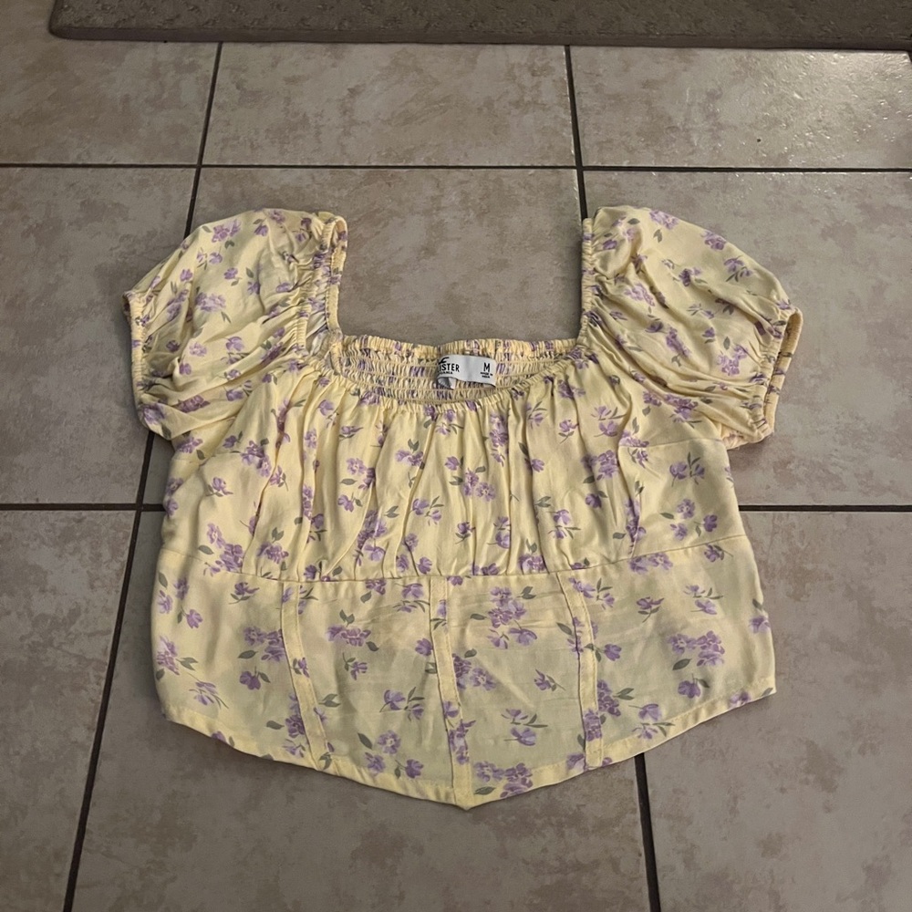 Hollister Yellow and Purple Floral Blouse